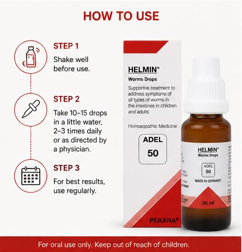 Adel 50 Helmin Worms Drops Homeopathic Digestive Support 20ml Germany