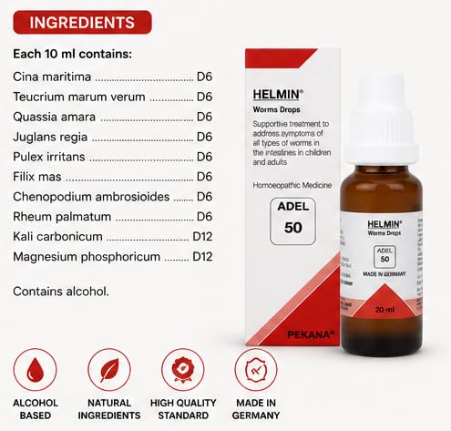 Adel 50 Helmin Worms Drops Homeopathic Digestive Support 20ml Germany