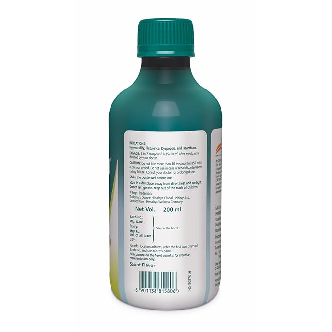 Himalaya Himcocid Suspension Sugar Free Herbal Antacid Saunf Flavor 200ml