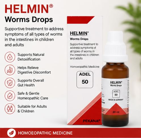 Adel 50 Helmin Worms Drops Homeopathic Digestive Support 20ml Germany