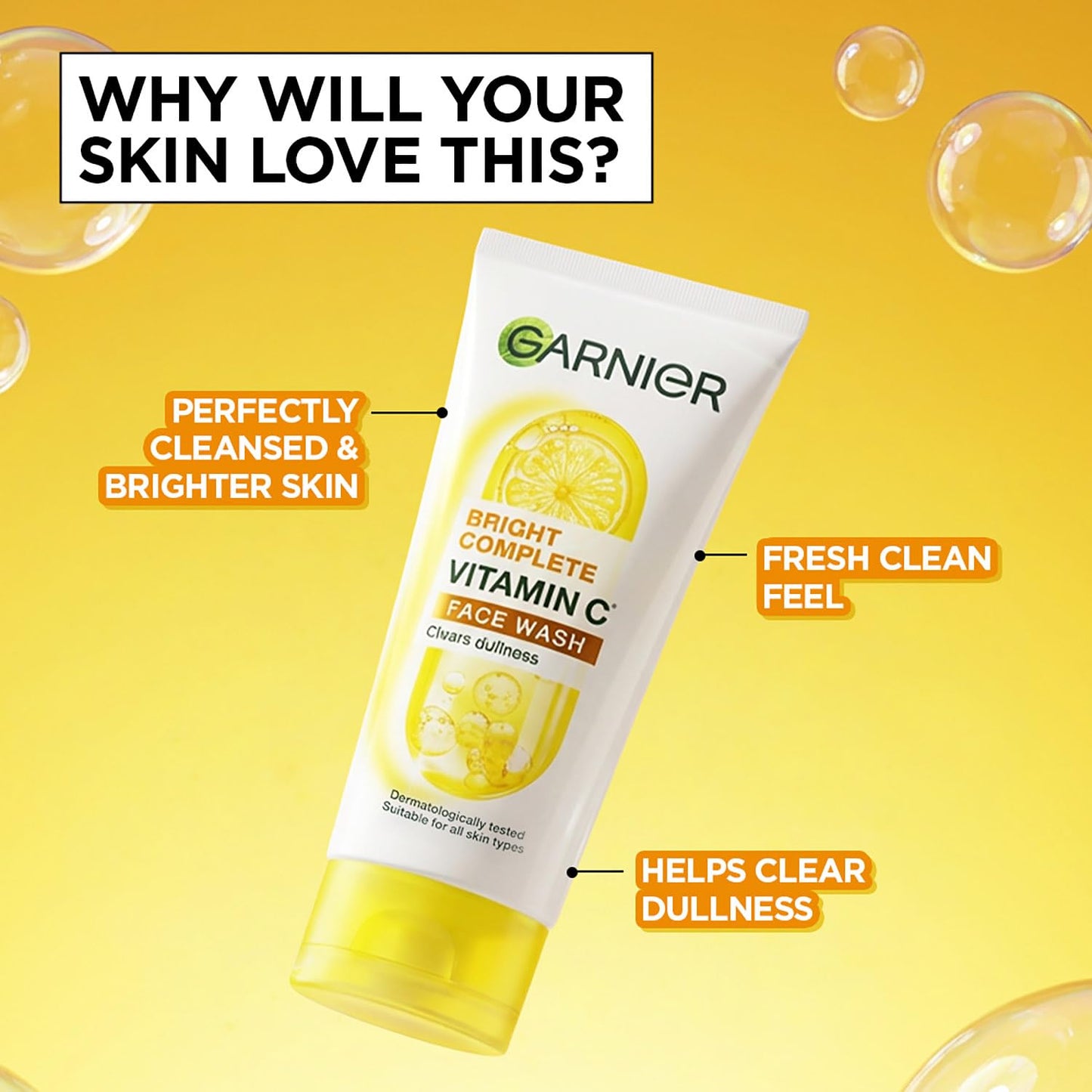 Garnier Bright Complete Vitamin C Face Wash 100g (Pack of 2)