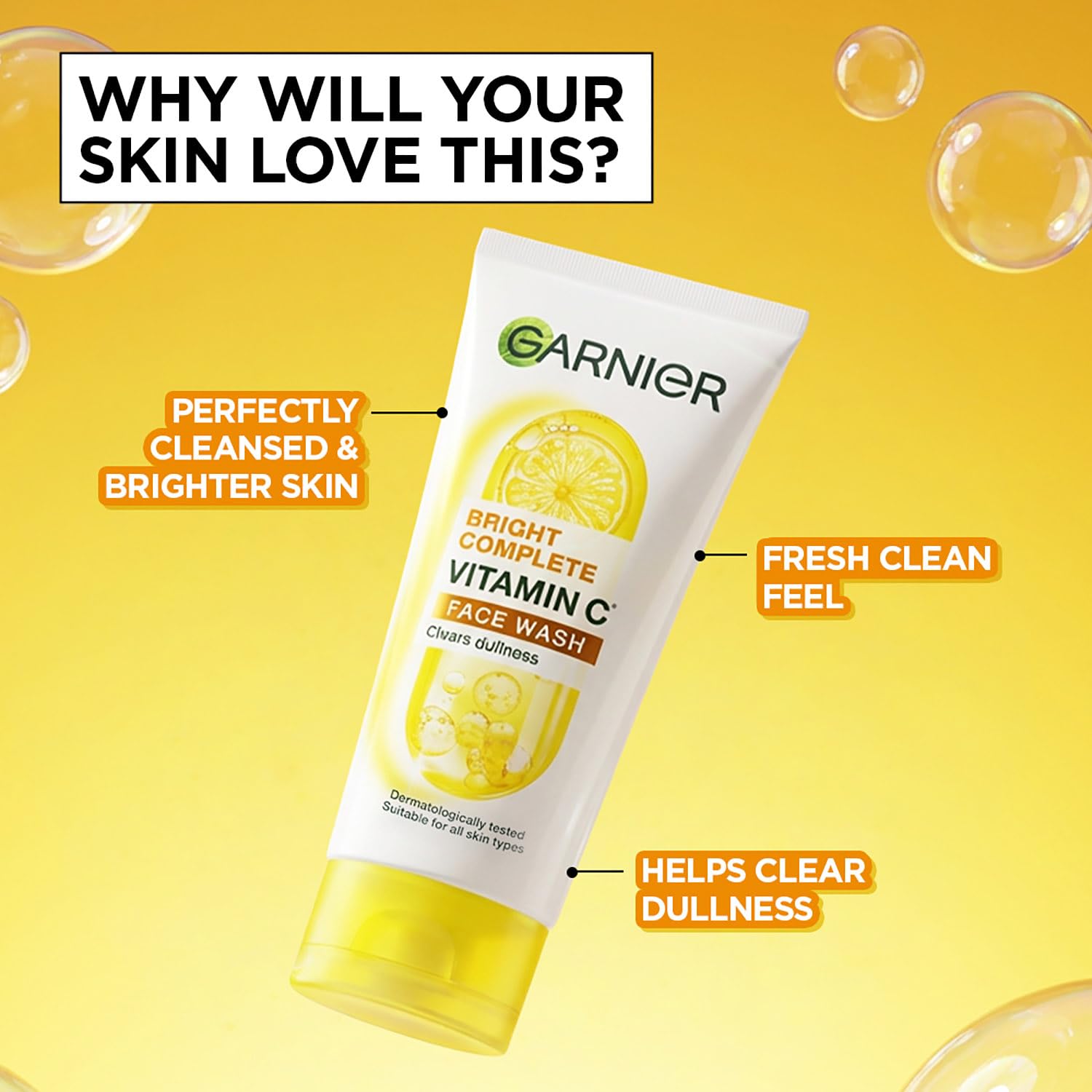 Garnier Bright Complete Vitamin C Face Wash 100g (Pack of 2)