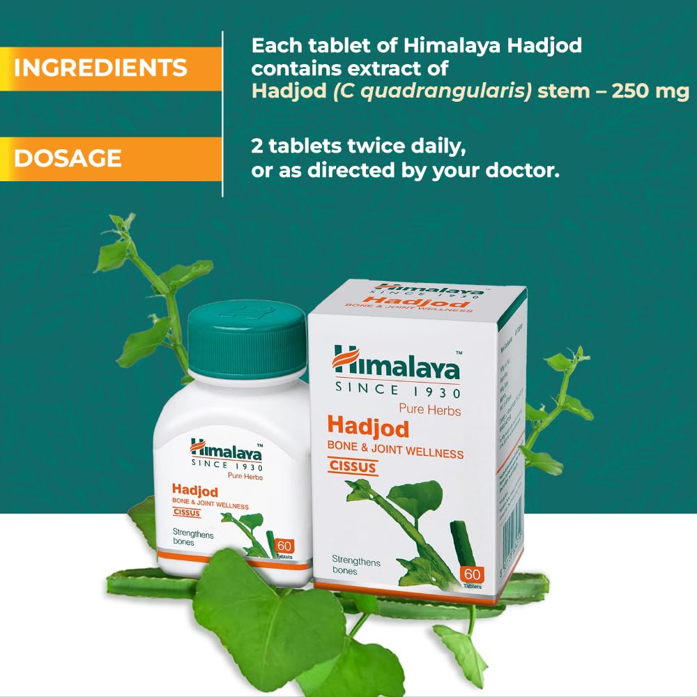 Himalaya Hadjod Bone & Joint Wellness Tablets 60 Count Bottle