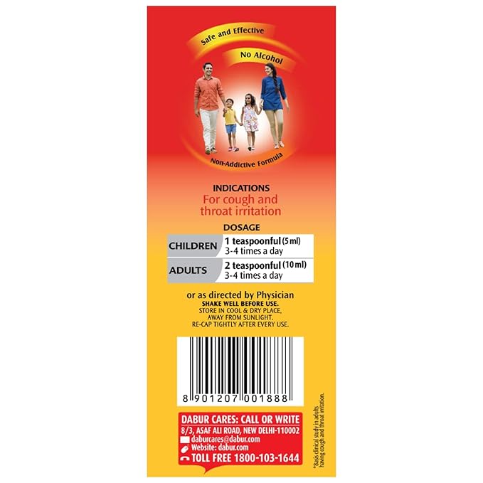 Dabur Honitus Herbal Cough Remedy Honey Based Ayurvedic Syrup 100ml