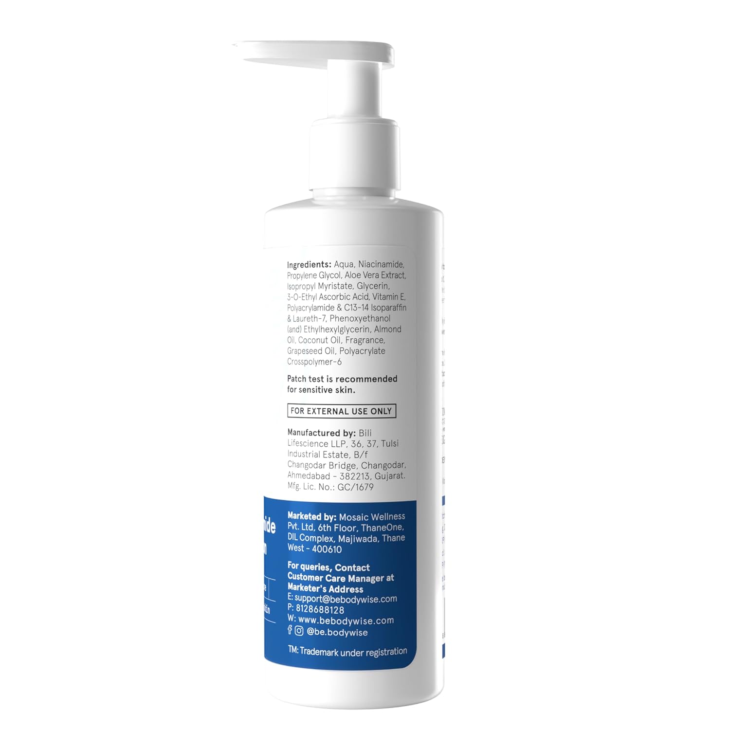 BeBodywise 10% Niacinamide Body Lotion for Reducing Acne Marks With Aloe vera extract, All Skin Types - 200 ml
