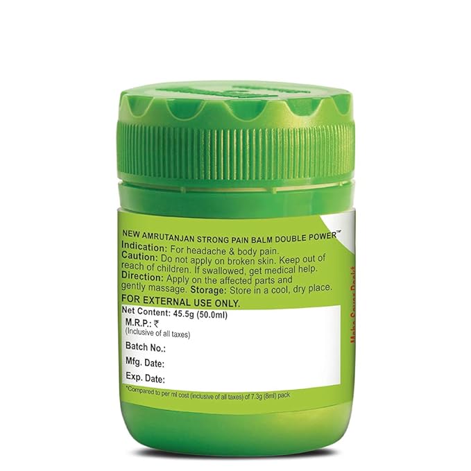 Amrutanjan Strong Pain Balm Double Power Herbal Pain Relief Ointment