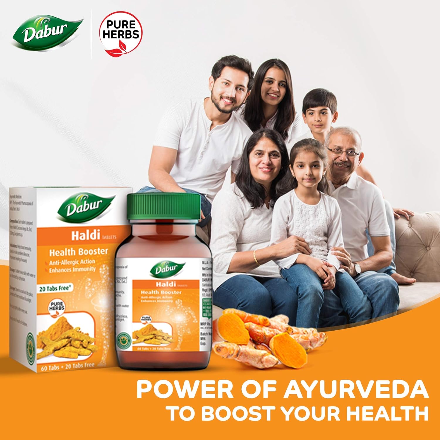 Dabur Haldi Tablets – 60 + 20 Free | Natural Immunity Booster