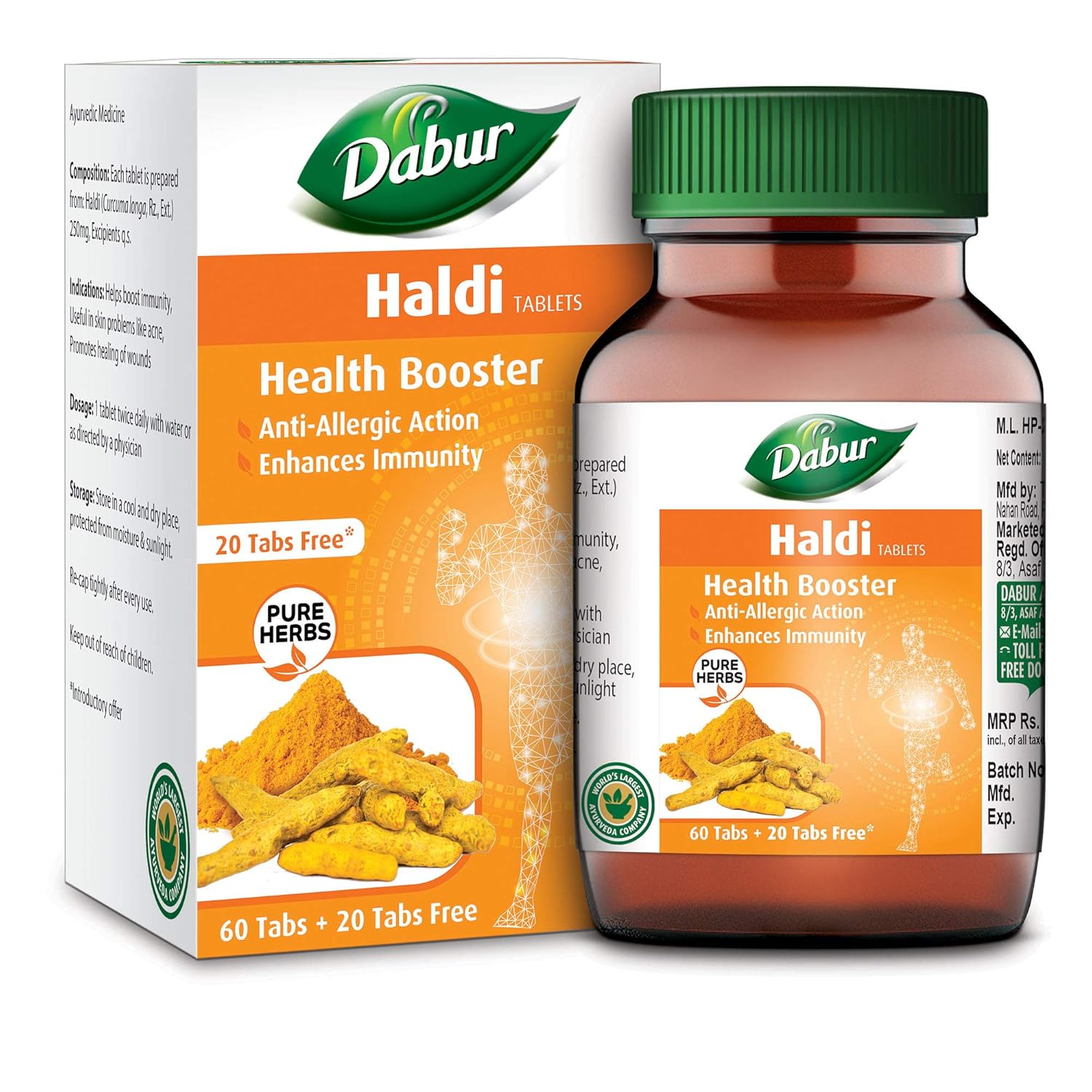 Dabur Haldi Tablets – 60 + 20 Free | Natural Immunity Booster