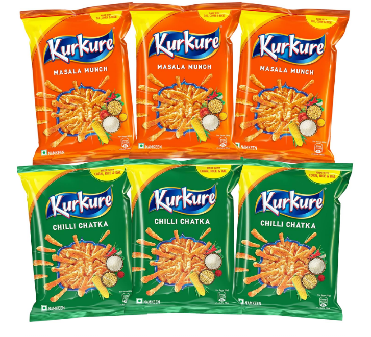 Kurkure Masala & Chilli Chatka Snacks Combo (6 Packs)