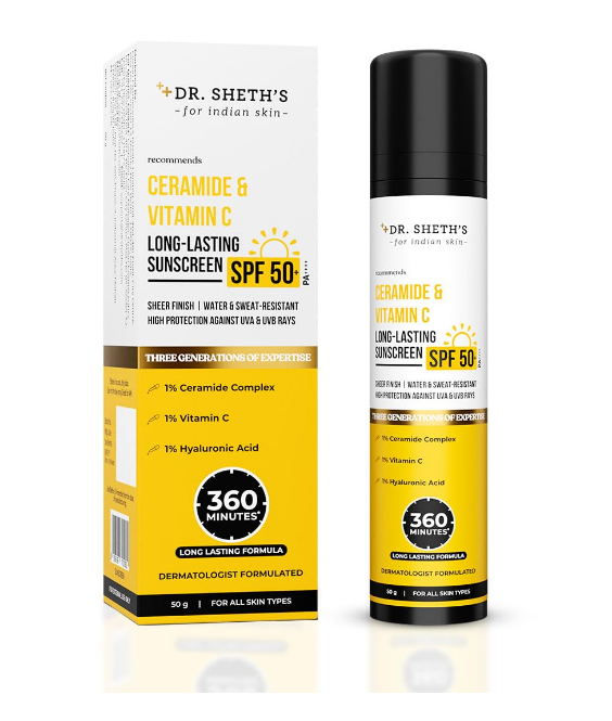 Dr. Sheth's Ceramide & Vitamin C Sunscreen SPF 50+, 50g