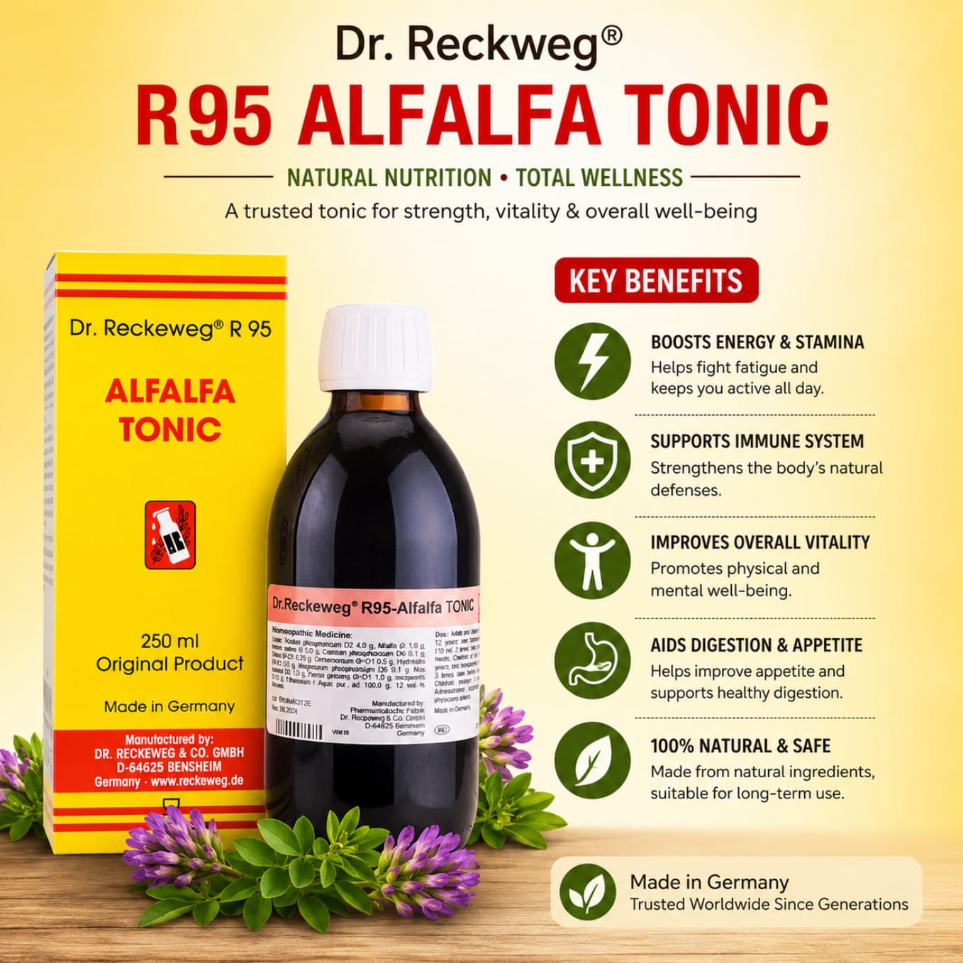 Dr. Reckeweg R95 Alfalfa Tonic Homeopathic Health Supplement 250ml