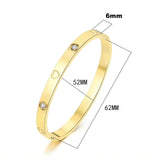 Gold Tone Heart Crystal Stainless Steel Bangle Bracelet for Women