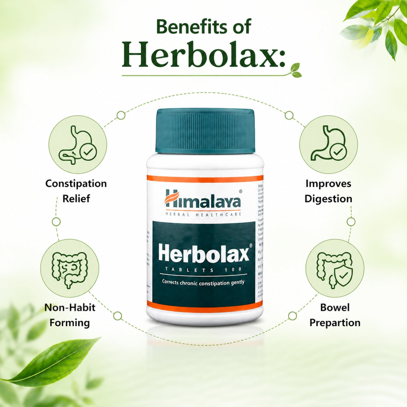 Himalaya Herbolax Herbal Constipation Relief Tablets 100 Count