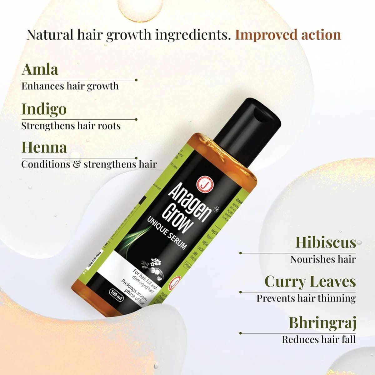 Anagen Grow Unique Hair Serum for Hair Fall & Hair Growth Care 100ml (Pack of 2)