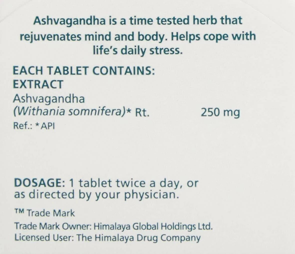 Himalaya Ashwagandha Herbal Supplement 60 Tablets Pack of 10 Wellness