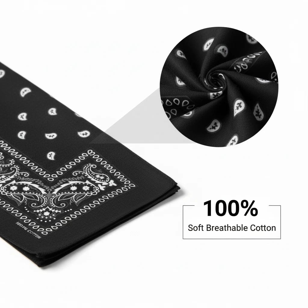 Double Sided Paisley Bandana Cotton Scarf Unisex Pack of 12