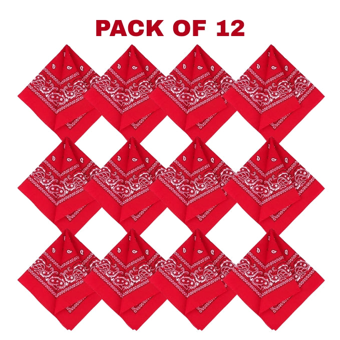 Double Sided Paisley Bandana Cotton Scarf Unisex Pack of 12