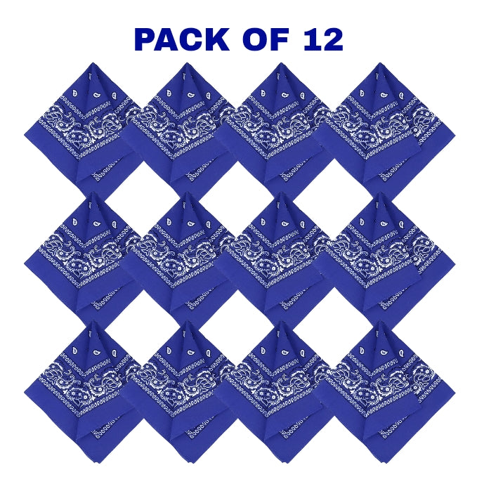 Double Sided Paisley Bandana Cotton Scarf Unisex Pack of 12