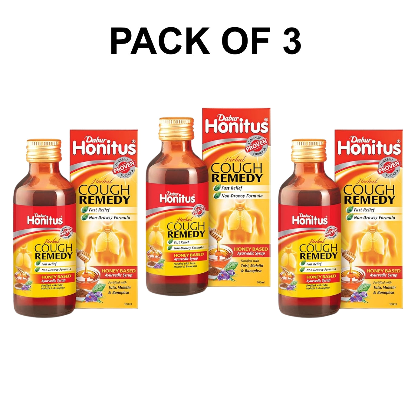 Dabur Honitus Herbal Cough Remedy Honey Based Ayurvedic Syrup 100ml