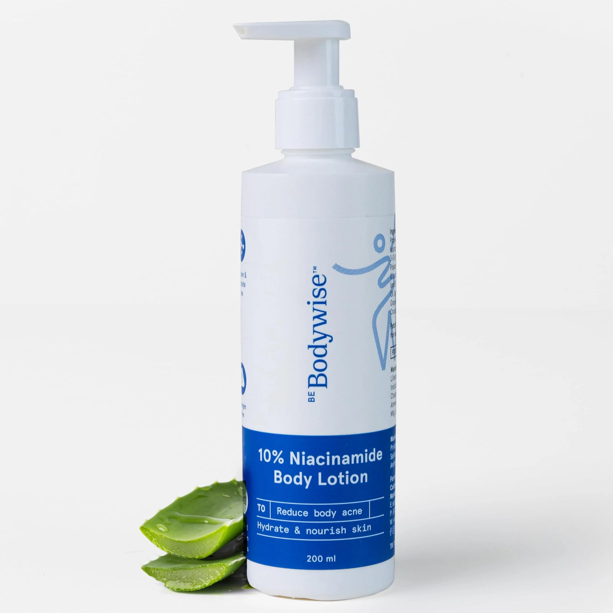 BeBodywise 10% Niacinamide Body Lotion for Reducing Acne Marks With Aloe vera extract, All Skin Types - 200 ml