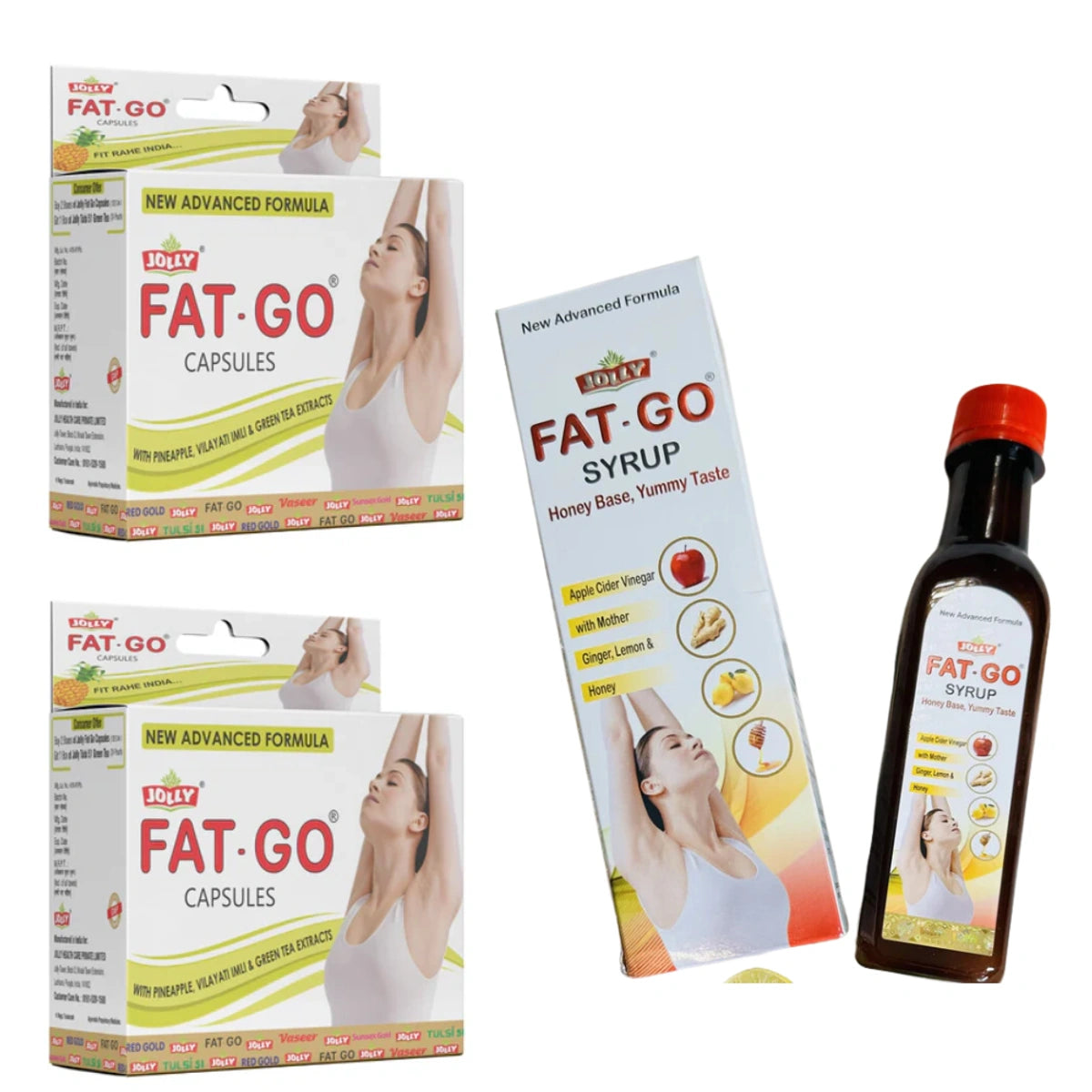 Jolly Fat Go Slimming Capsules & Syrup Combo Pack 120+250ml