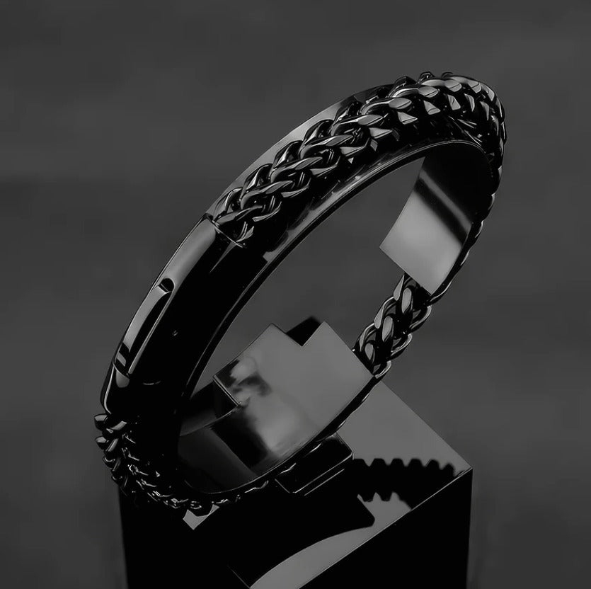 Men’s Black Braided Bracelet – Adjustable Stylish Wristband