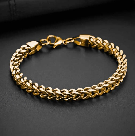Gold-Plated Franco Bracelet for Men – Stainless Steel Link