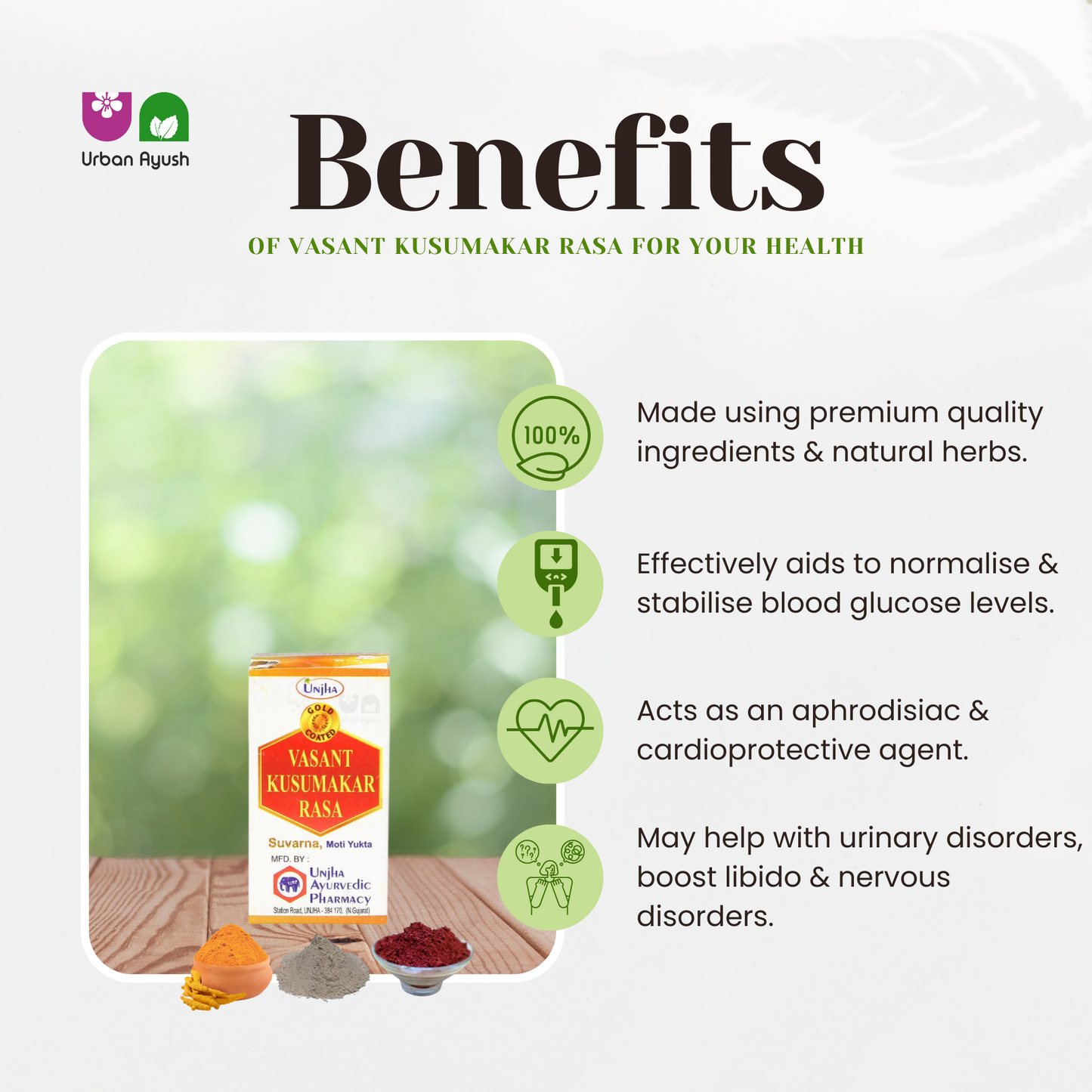 Unjha Vasant Kusumakar Rasa Tablets for Wellness (100)