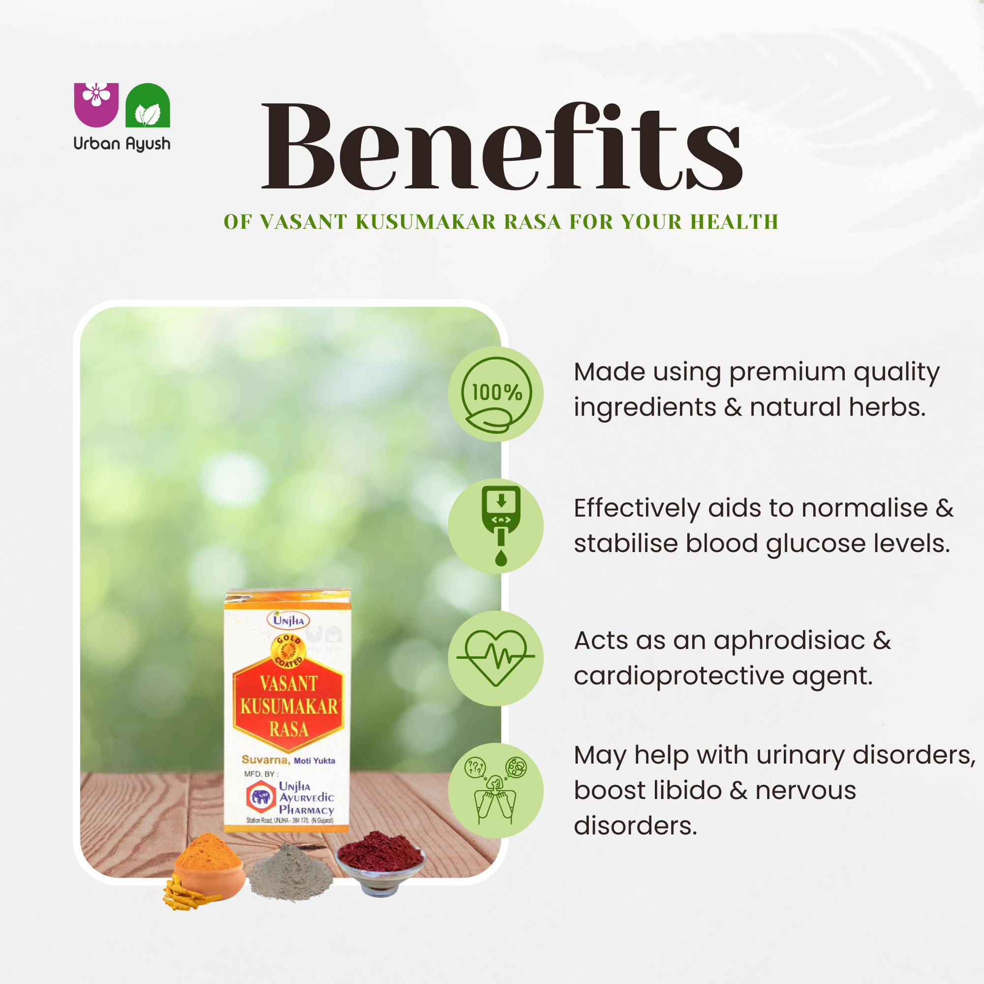 Unjha Vasant Kusumakar Rasa Tablets for Wellness (100)