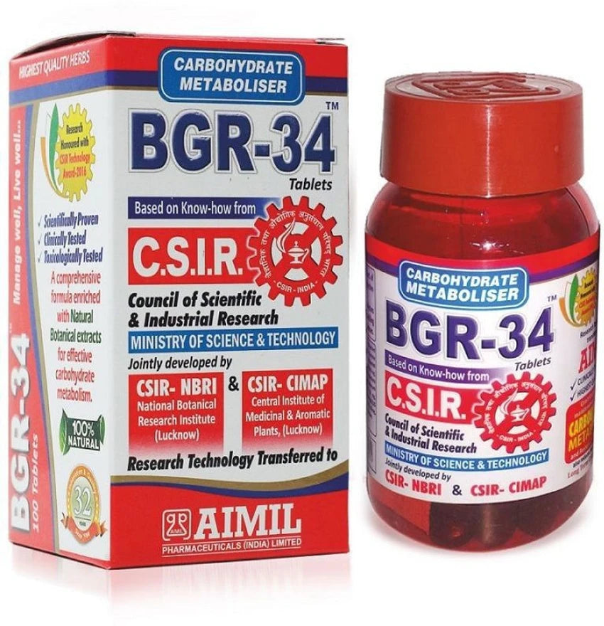 Aimil BGR 34 Tablets for Sugar Control 100 Tabs (Pack of 2)