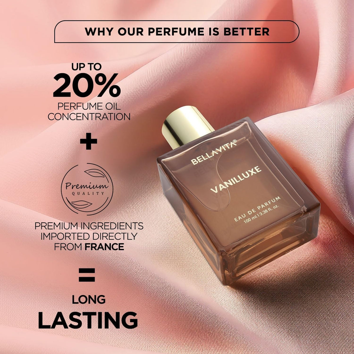 BELLAVITA Vanilluxe | Long Lasting 100ml EDP Perfume for Man and Woman For Gift