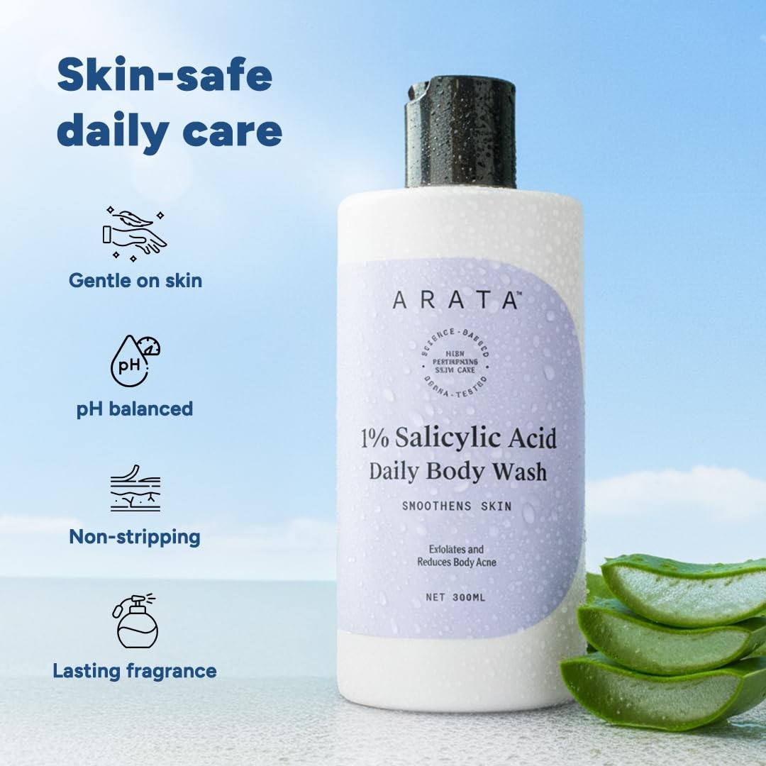 Arata 1% Salicylic Acid Body Wash 300ml Strawberry for Bacne &amp; Clear Skin