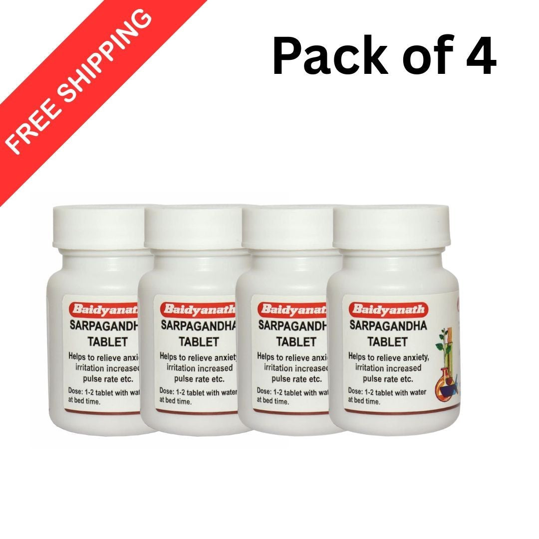 4X Baidyanath SARPAGANDHA Tablets (50tab) Ayurvedic Helpful in Insomnia