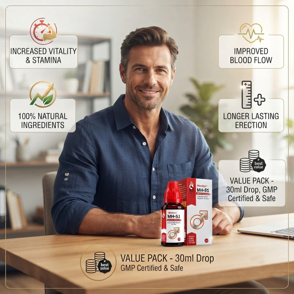 Menherb MH-51 Homeopathic Drops 30ml Men's Formula Pack of 4