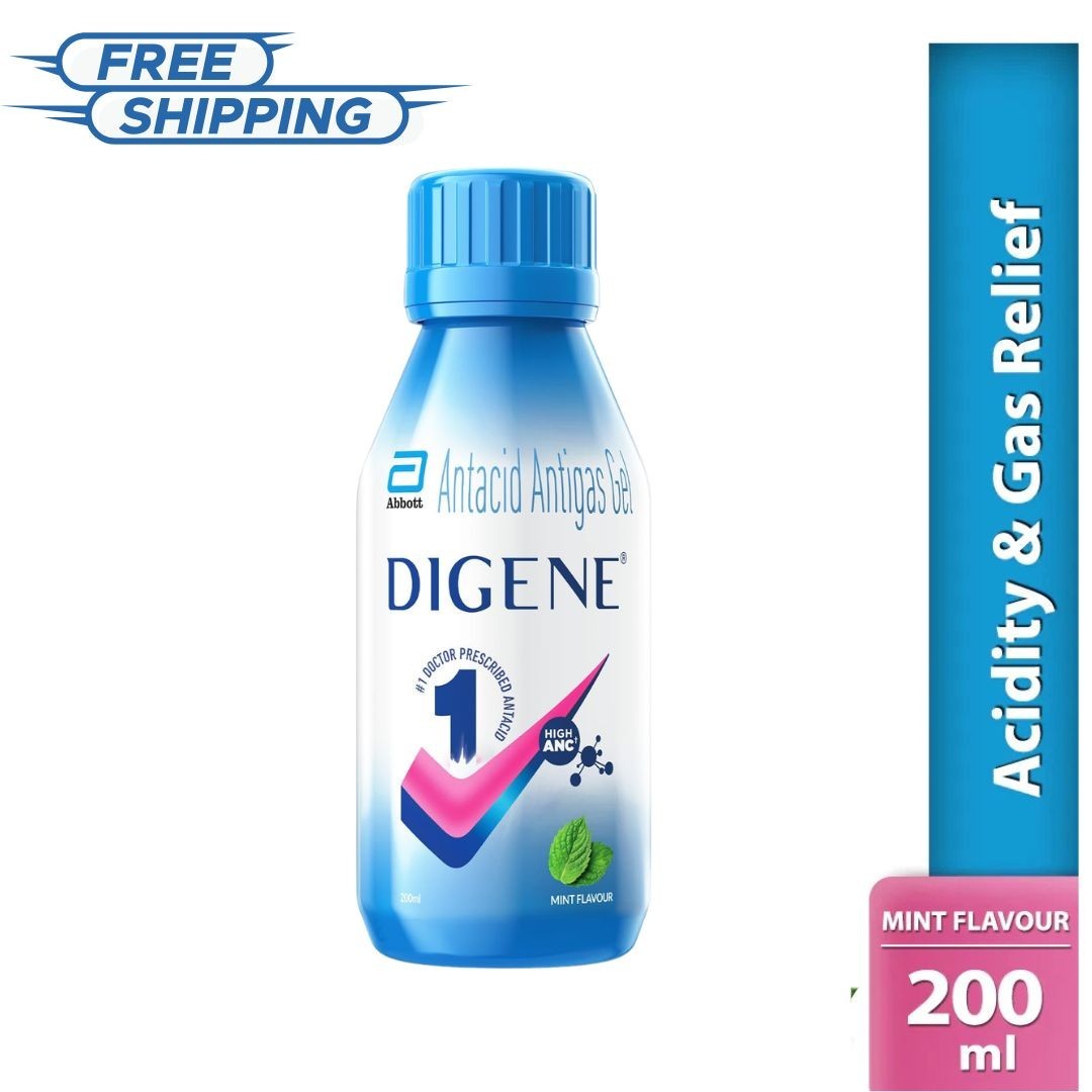 DIGENE SYRUP FOR QUICK RELIEF FROM ACIDITY AND GAS (200ml) Mint Flavor+FREE SHIP