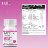 INLIFE Biotin Hair Skin Nails Supplement Multivitamin 60 Veg Capsules-Free Ship