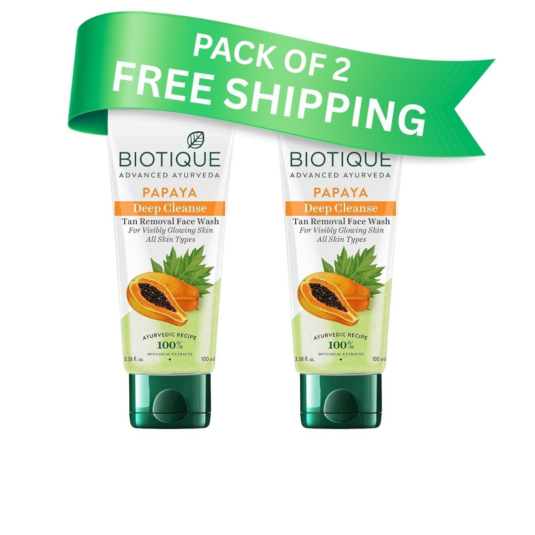 Biotique Papaya Deep Cleanse Face Wash Gentle Exfoliating Glowing Skin Herbal
