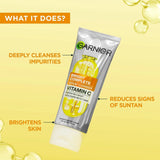 Garnier Vitamin C + Serum Face Wash | Visibly Brighter Skin in Just 1 Wash 100gm