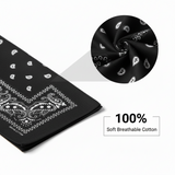 12 Black Bandana 100%Cotton Paisley Print Double-Sided Scarf Head Neck FaceMasks