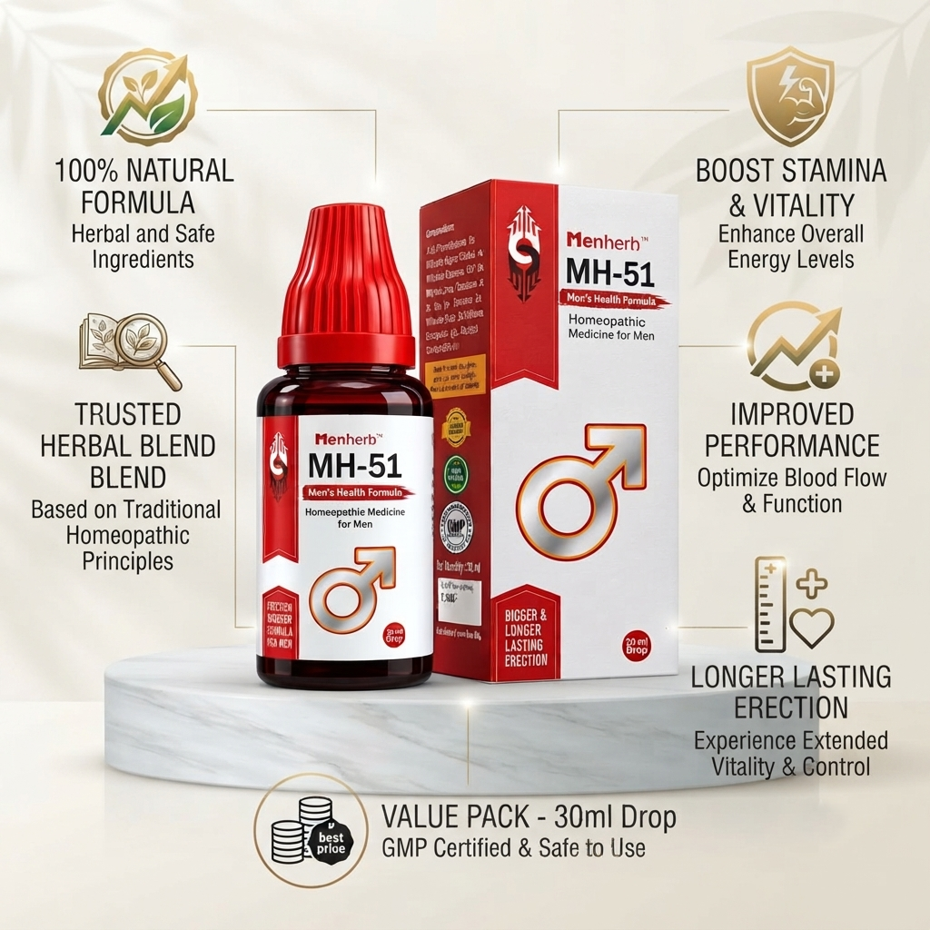 Menherb MH-51 Homeopathic Drops 30ml Men's Formula Pack of 4