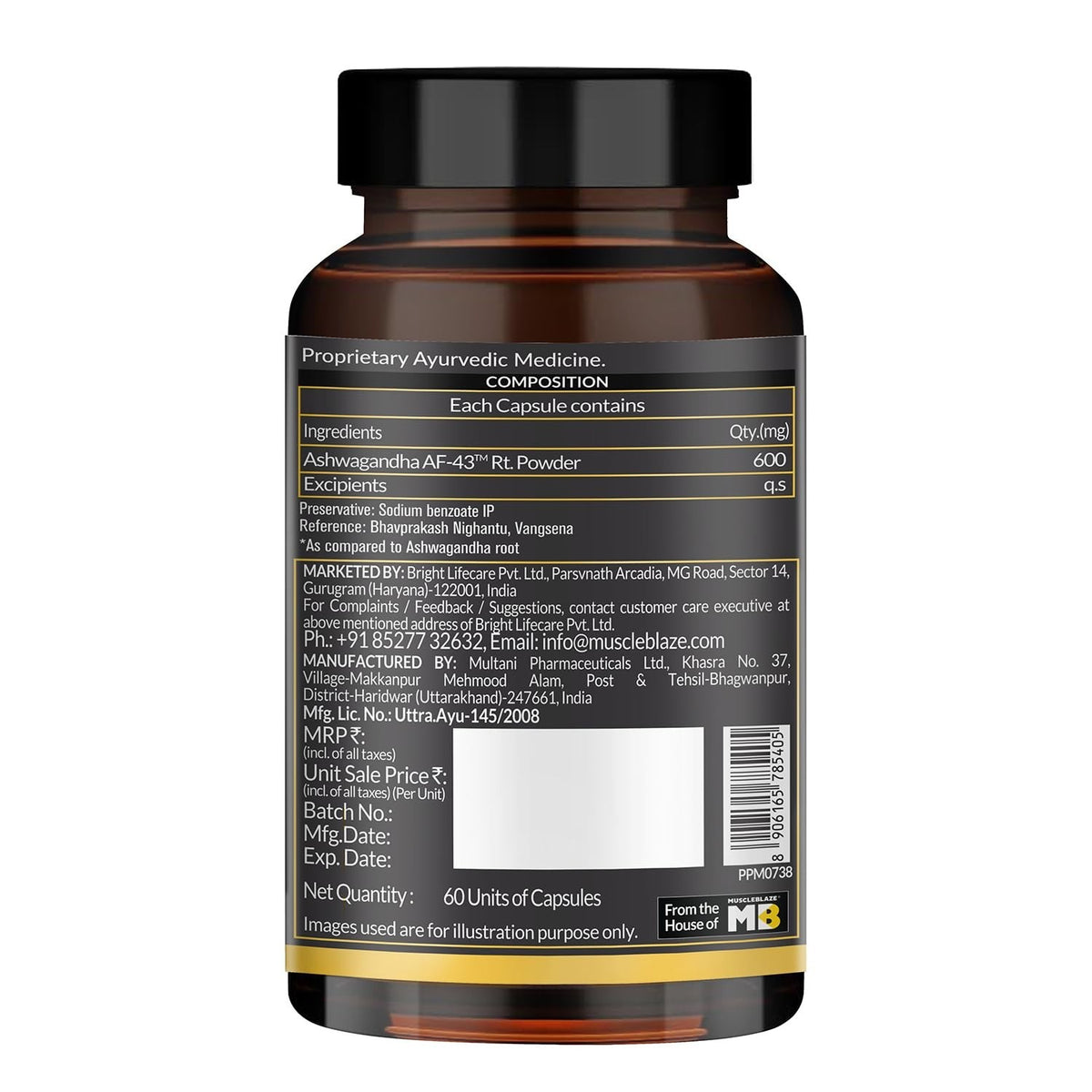 2 X Koshaveda Ashwagandha AF-43 600mg 60 Capsules- Stress Support, Sleep Balance
