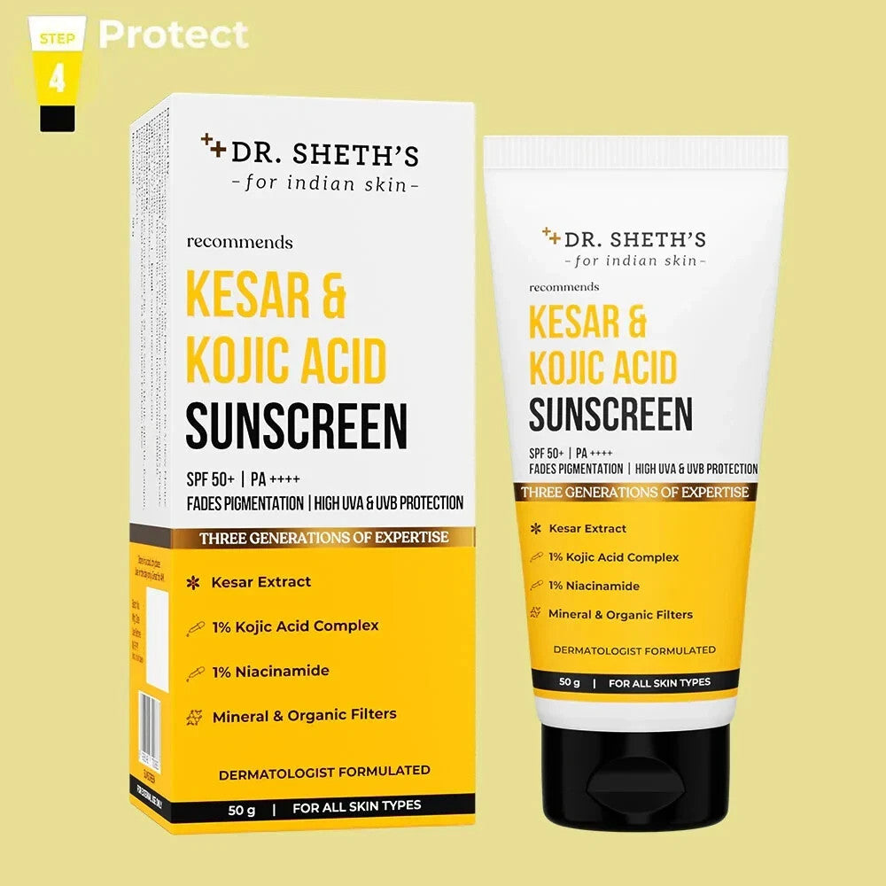 2X Dr. Sheth's Kesar &amp; Kojic Acid Sunscreen SPF 50+ (50 g each)+ free shipping