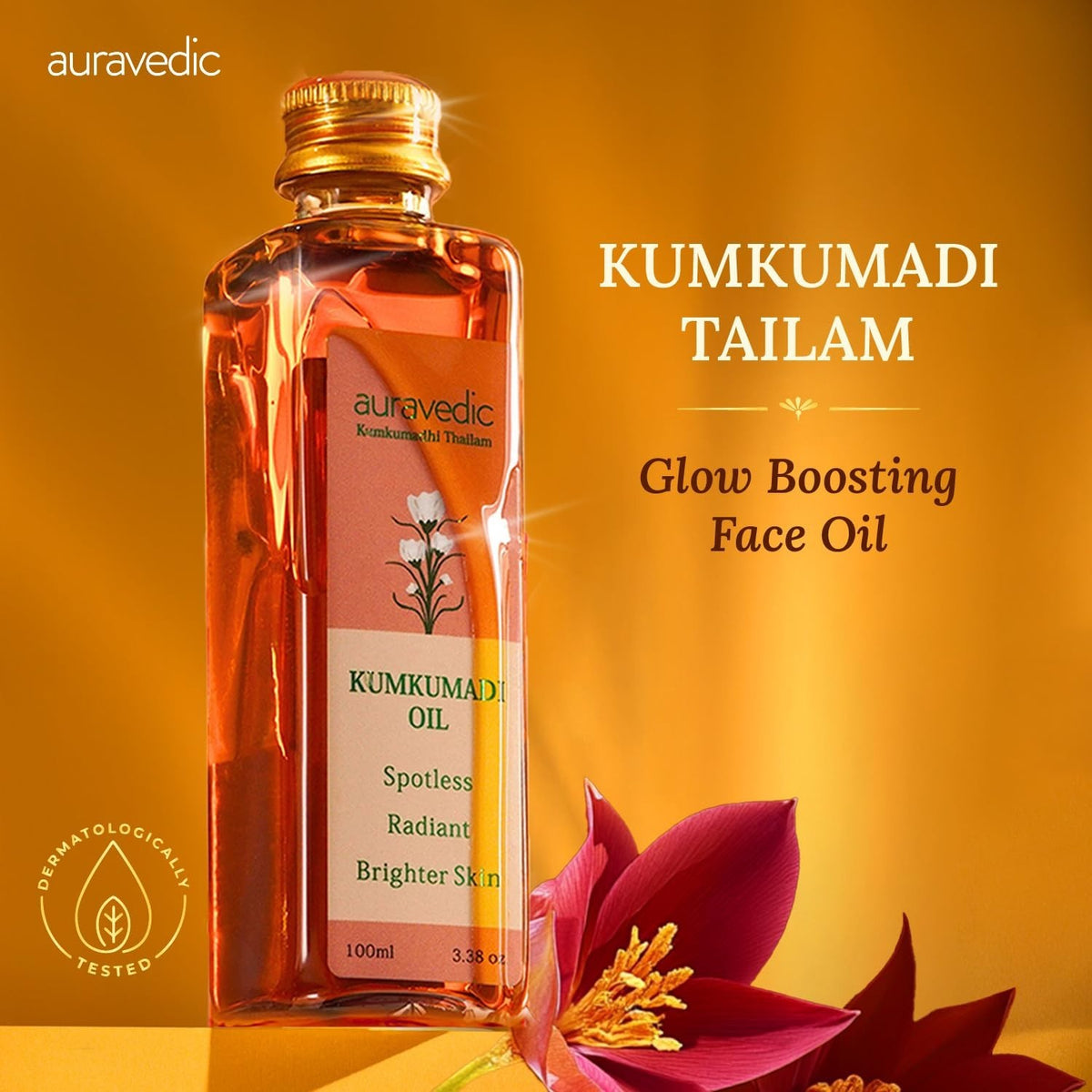 Auravedic Kumkumadi Tailam Face Oil For Glowing Skin 100ml + Free Ship