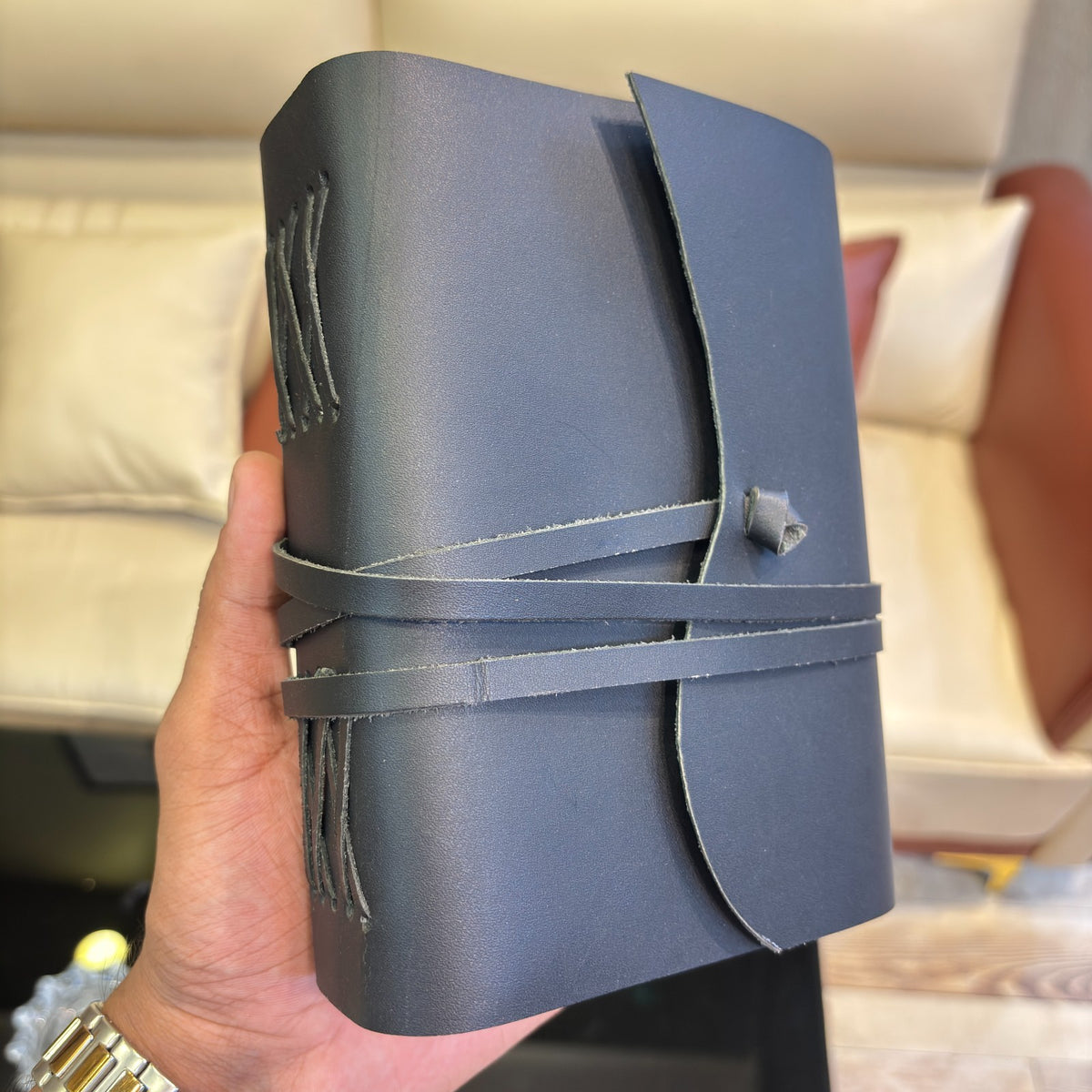 Genuine Leather Journal 7 x 5 Inch Rustic Vintage Bound Deckle Edge Notebook