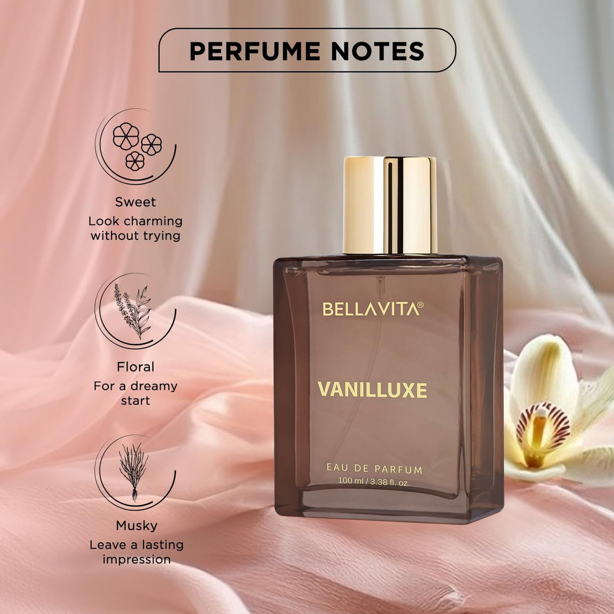 BELLAVITA Vanilluxe | Long Lasting 100ml EDP Perfume for Man and Woman For Gift