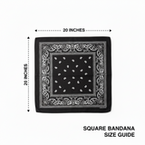 12 Black Bandana 100%Cotton Paisley Print Double-Sided Scarf Head Neck FaceMasks