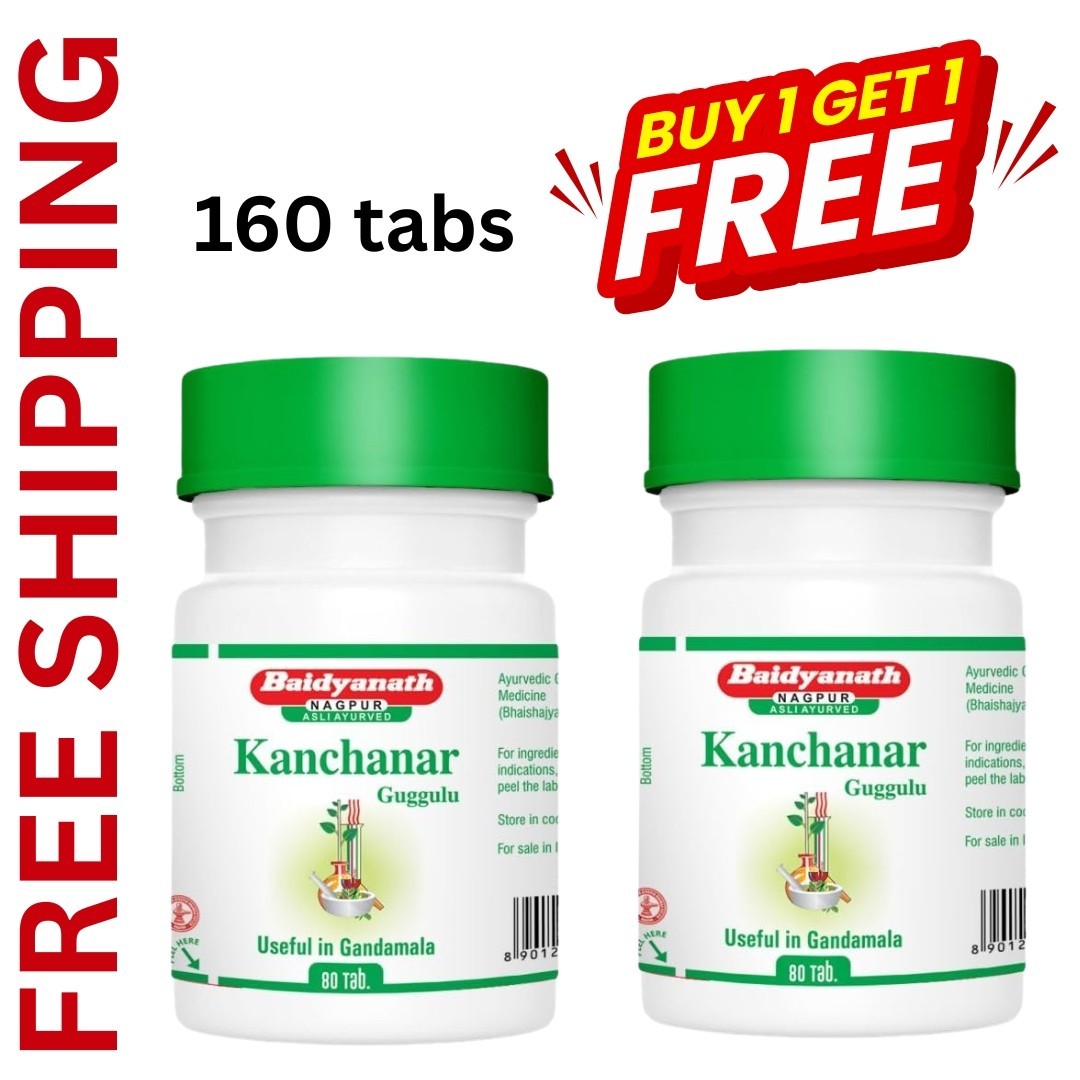 2X Baidyanath Ayurvedic Kanchanar Guggulu 80 Tablets each + FREE SHIPPING