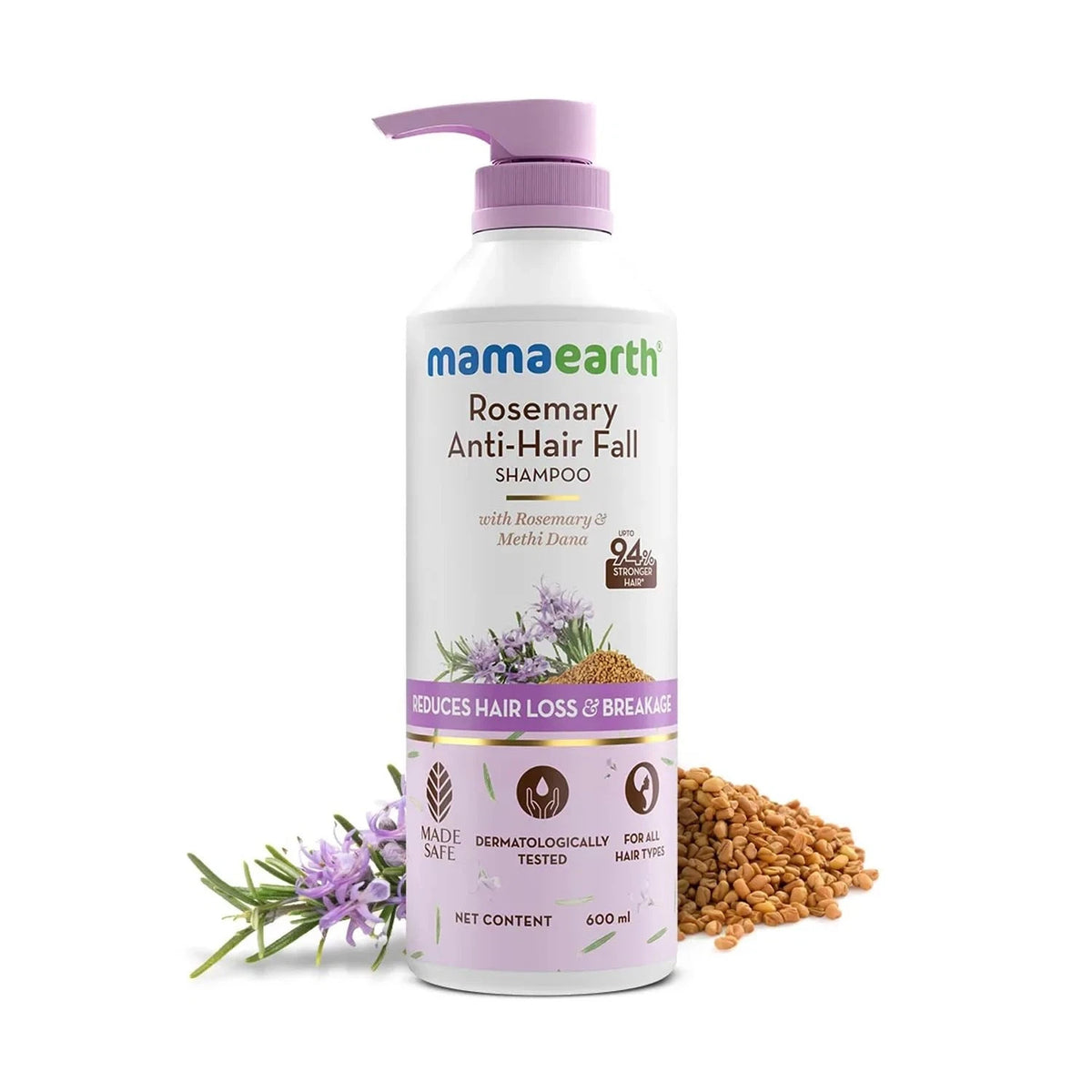 Mamaearth Rosemary Anti Hair Fall Shampoo 600ml Sulphate Free Unisex-FREE SHIP