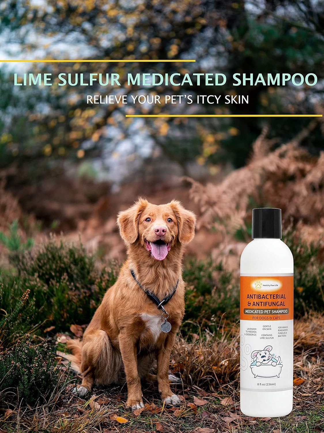Healthy Paw Life Lime Sulfur Pet Shampoo for Skin &amp; Coat Care, 236ml