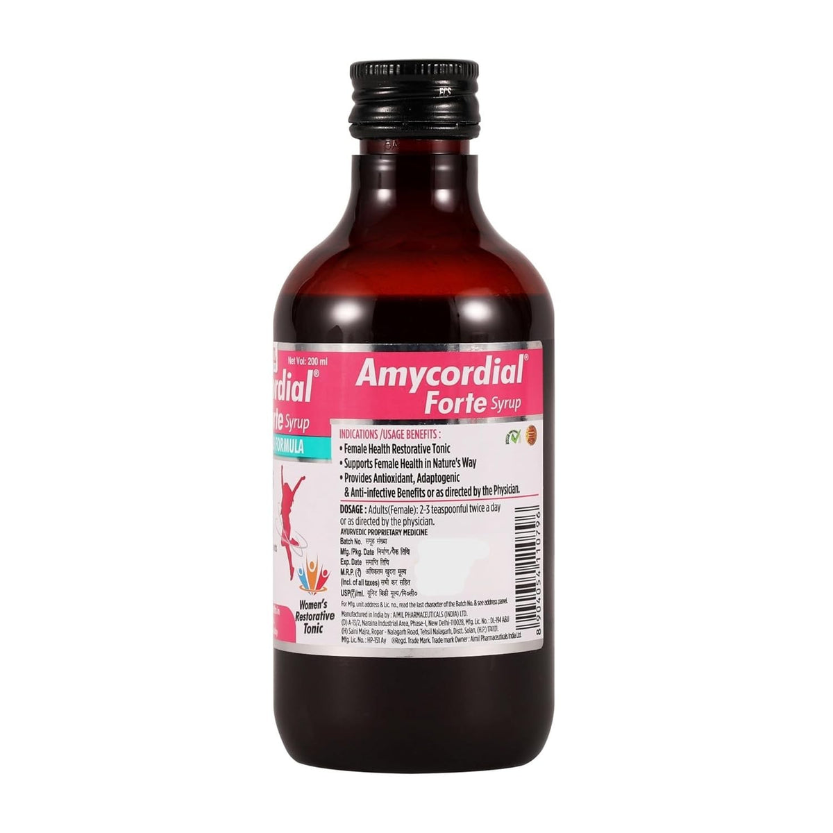AIMIL Amycordial Forte Syrup 200ml | Women’s Wellness Tonic with Ashoka &amp; Shatav